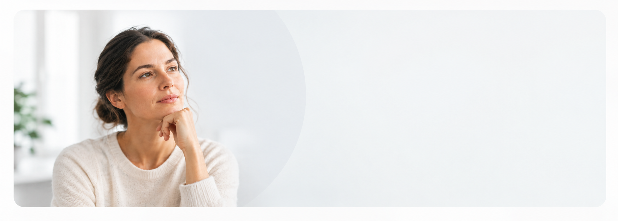 Woman pausing thoughtfully